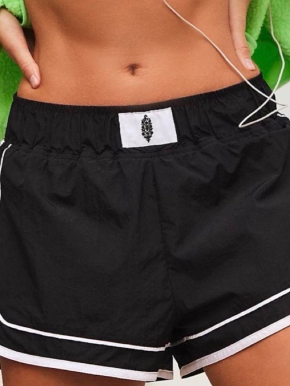 Free people movement Athletic Shorts in black with white Piping
